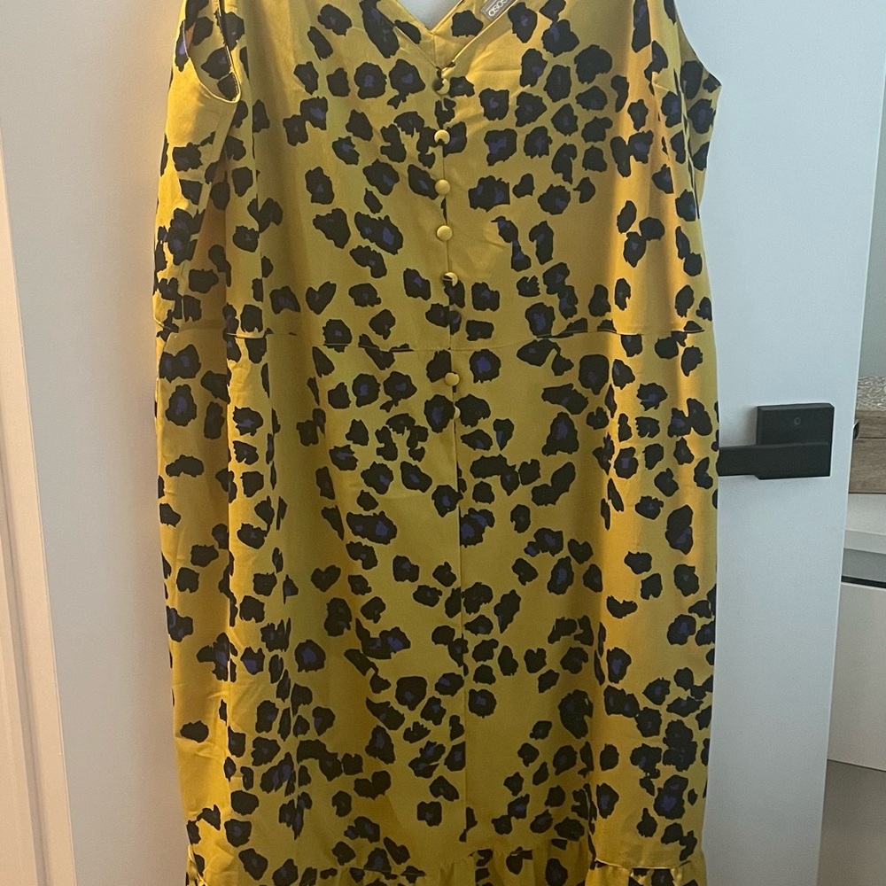 ASOS Curve Yellow Leopard Print Sleeveless Dress